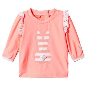 NEW Baby Frill Pink Waffle Stripe Bunny Rash Guard 6-12M